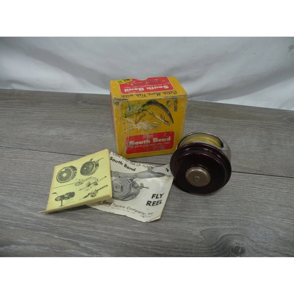 South Bend 1180 No. 1180 Automatic Fly Fishing Reel Burgundy Bronze Metal